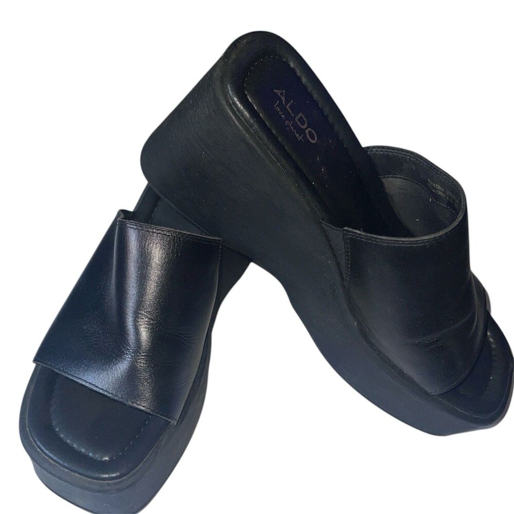 Aldo Black Slide Sandals